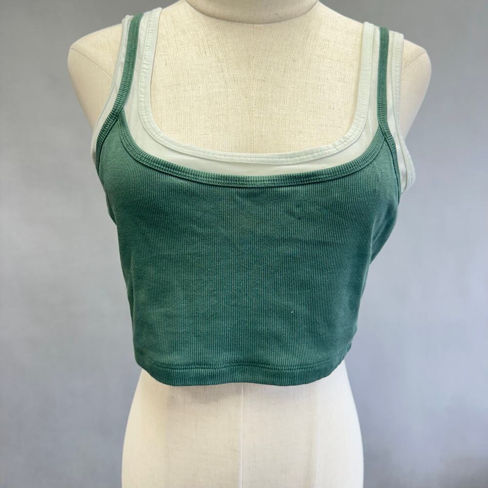 Lululemon Better Best Layered Cropped Tank Algae Green / Springtime Large